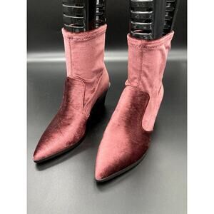 Nine West Maroon Crush Velvet Heeled Boots, Women's Size 7.5M/EUR 38